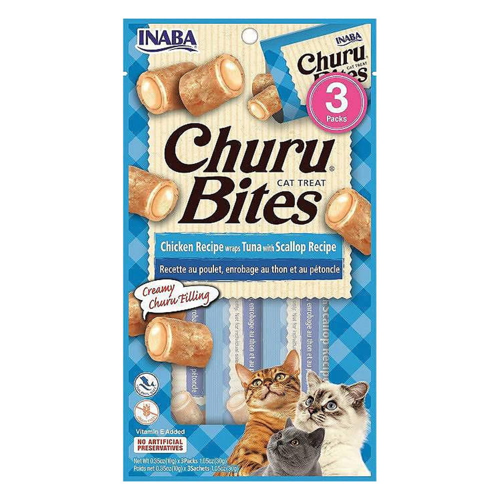 Inaba Churu Bites Przysmak dla Kota Kurczak z Tuńczykiem i Przegrzebkami 3x10g (30g)